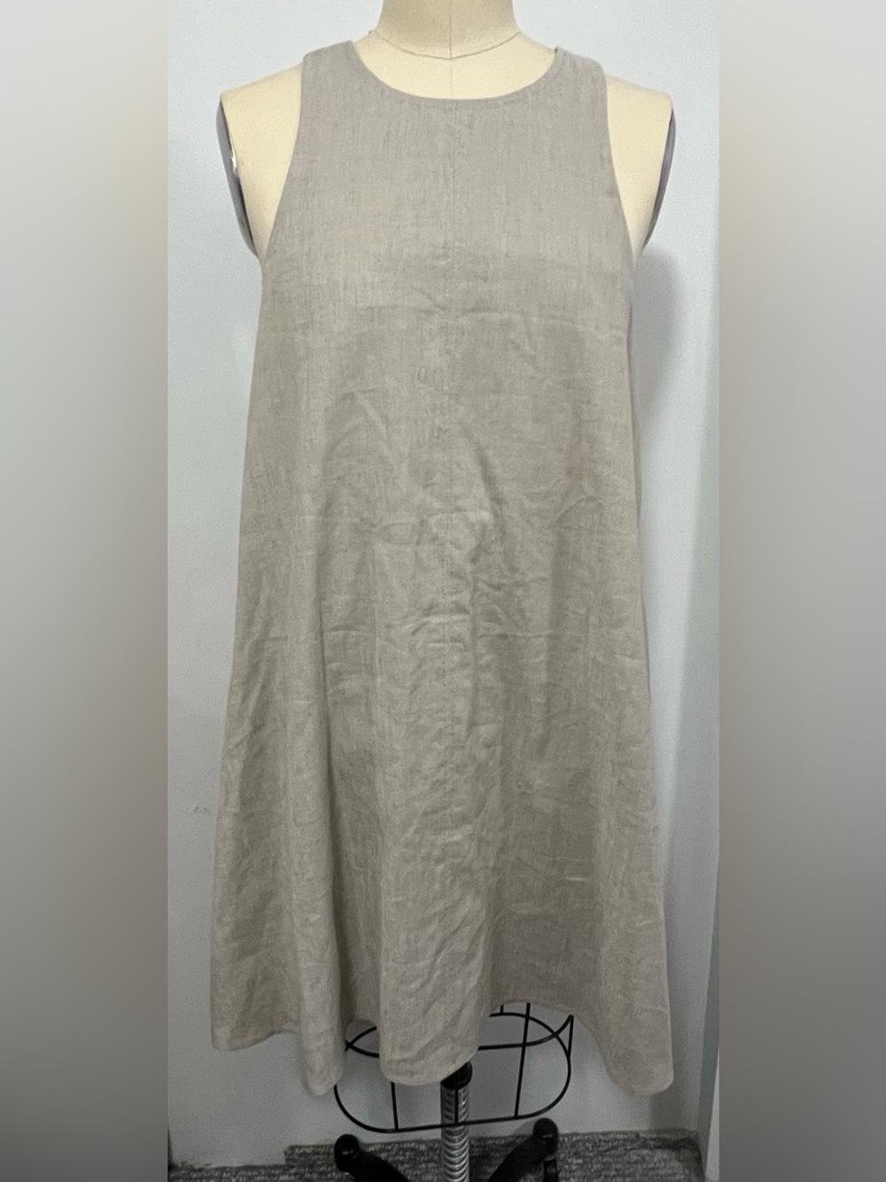 ANTONIO MELANI Neutral Beige A-Line Linen Dress